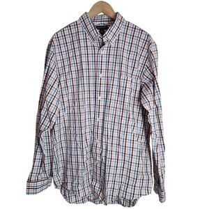 Lands' End Button‎ Up Shirt Men's Large Long Sleeve Plaid